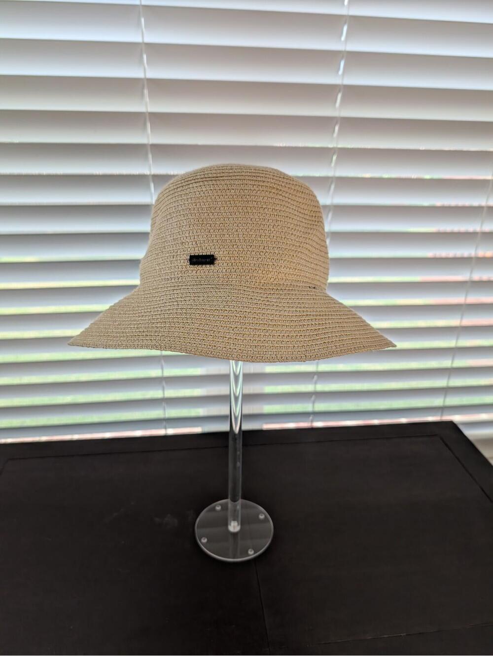 Coastal Grandmother Betmar NY Tan Straw Packable Bucket Sun Hat OS